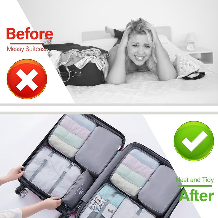 Koffer Organizer Set 17-teilig, Wasserdicht Packing Cubes, Travel Organizer zum Gepäckpacken, mit Pa