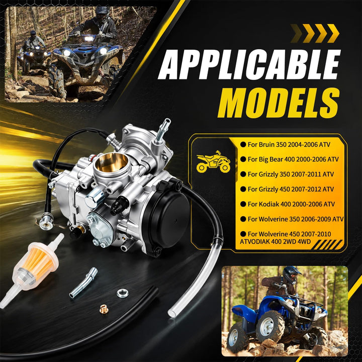 JFG RACING Ansaugstutzen für YFM350 YFM400 YFM450 Bruin Big Bear Wolverine Kodiak Grizzly, YFM350