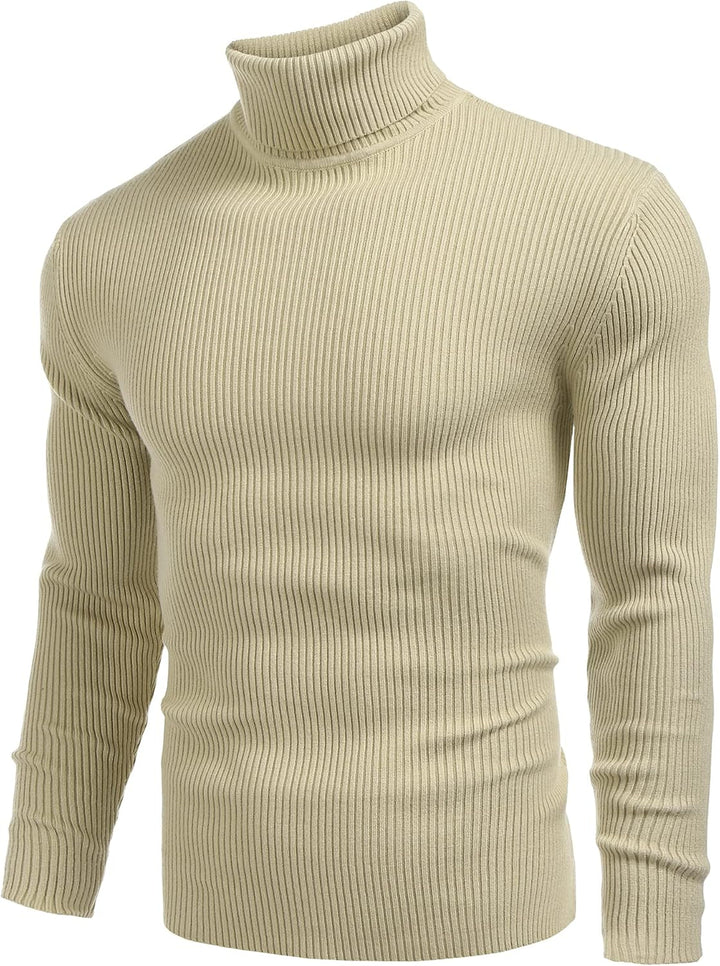 COOFANDY Herren Rollkragen Pullover Langarmshirt Feinstrick Sweater Rollkragen Freizeit Slim fit Bas