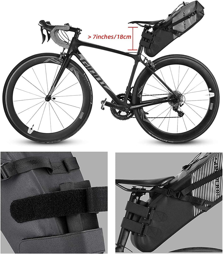 ROCKBROS Fahrrad Satteltasche 100% Wasserdicht IPX7 10L Fahrradtasche Hinterrad Tasche Sitztasche