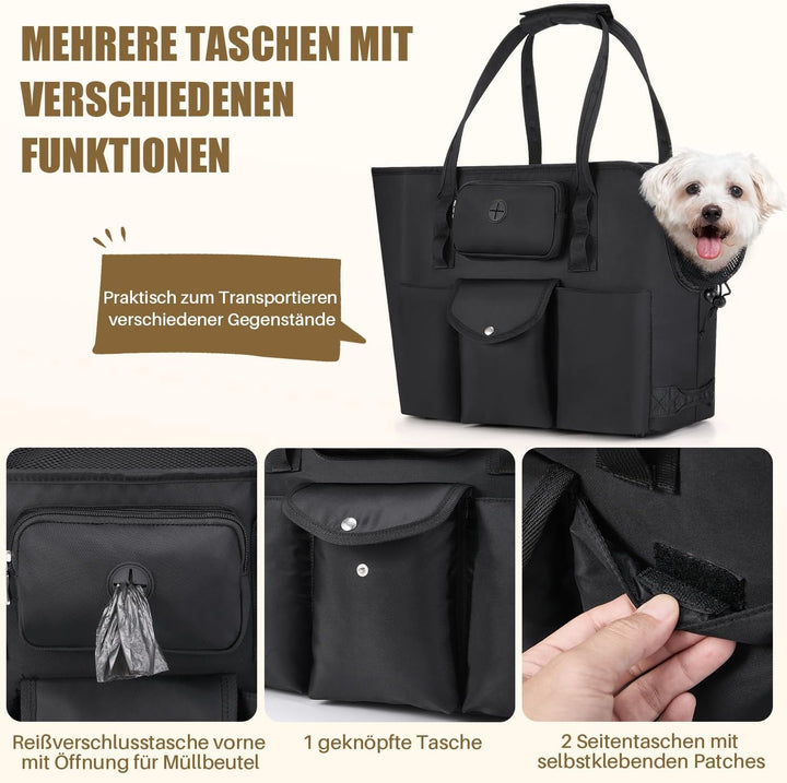 Eyein Hundetasche - Tragbare hundetragetasche mit Taschen & Sicherheitsleine, Atmungsaktive Transpor
