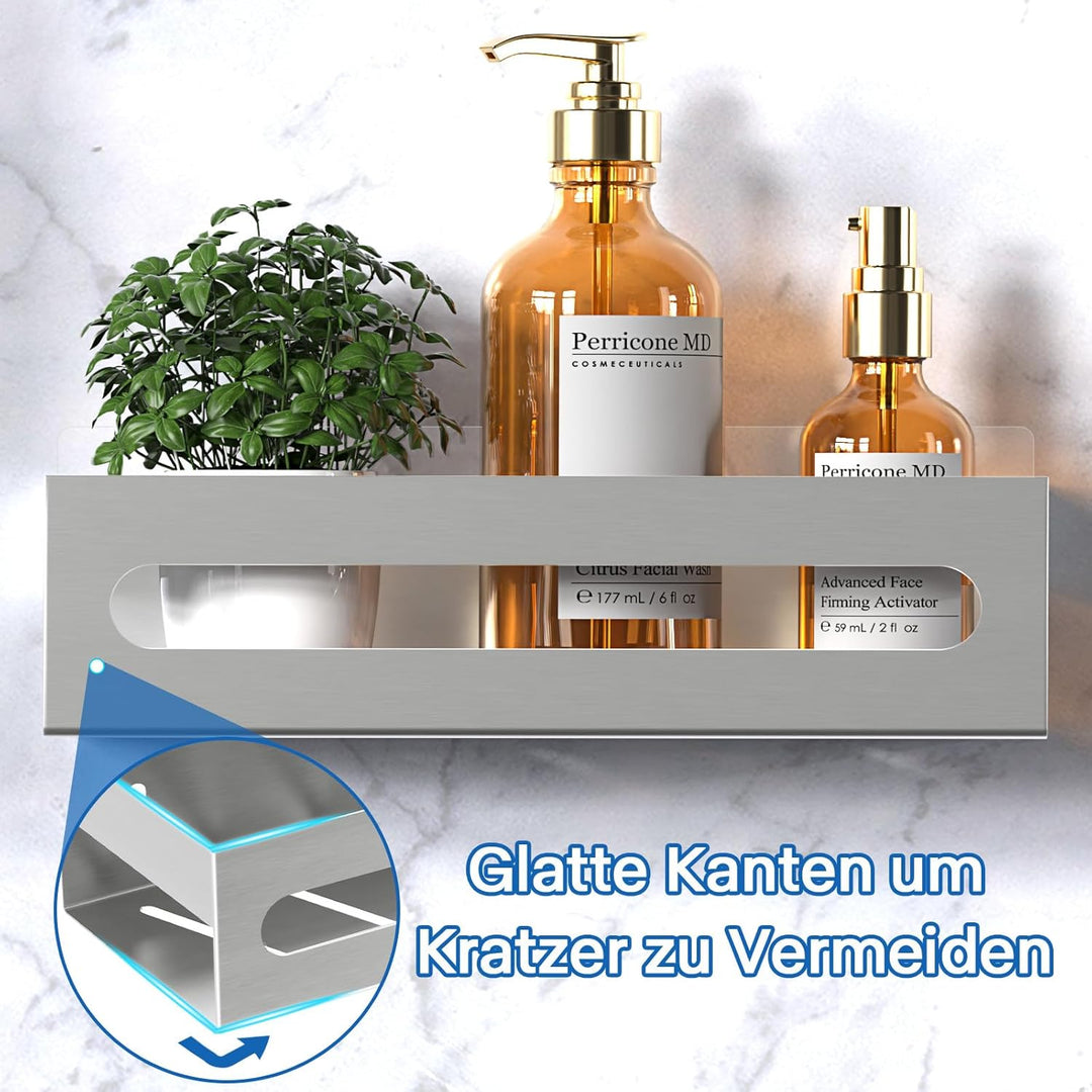 Duschablage Ohne Bohren, Duschregal Rostfreier Edelstahl Badezimmer Regal, Shampoo Halterung für Dus