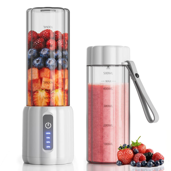 COKUNST Mini Stand Mixer Tragbarer Smoothie Maker to go, 22000 U/min, 500 ml Becher, 6 Rostfreien Kl