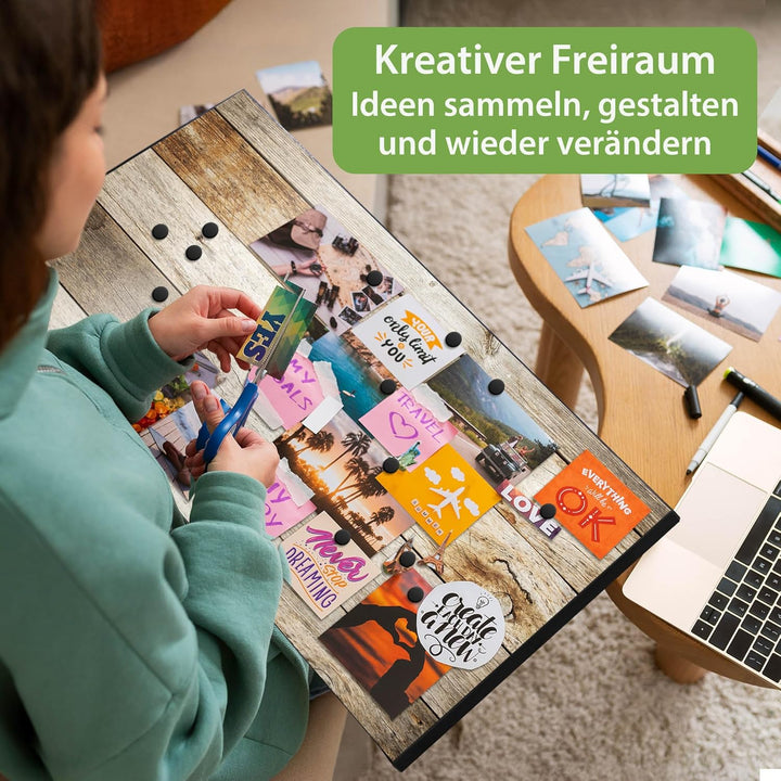 banjado Magnettafel schwarz 78 x 37cm / Magnetwand Metall/Magnetpinnwand als Memoboard/Pinnwand Magn