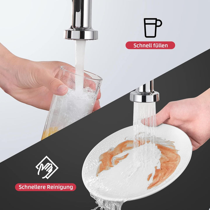 Cobbe Wasserhahn Küche, Hochdruck Küchenarmatur mit Herunterziehen Brause Armatur, 2 Sprühfunktionen
