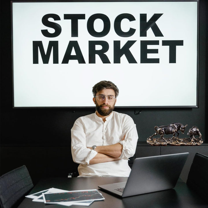 Cutfouwe Bulle und Bär-Börsenfiguren -Harz Wall Street Bull Bear Statue für Schreibtische, Regale od