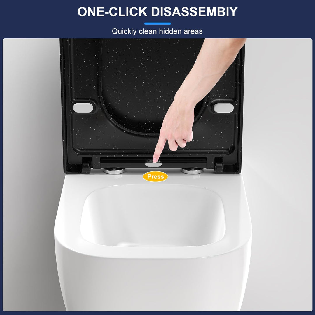 YEAUPE RPO Toilettendeckel mit Absenkautomatik Eckig [KURZ],WC Sitz Quick-Release zur einfachen Rein
