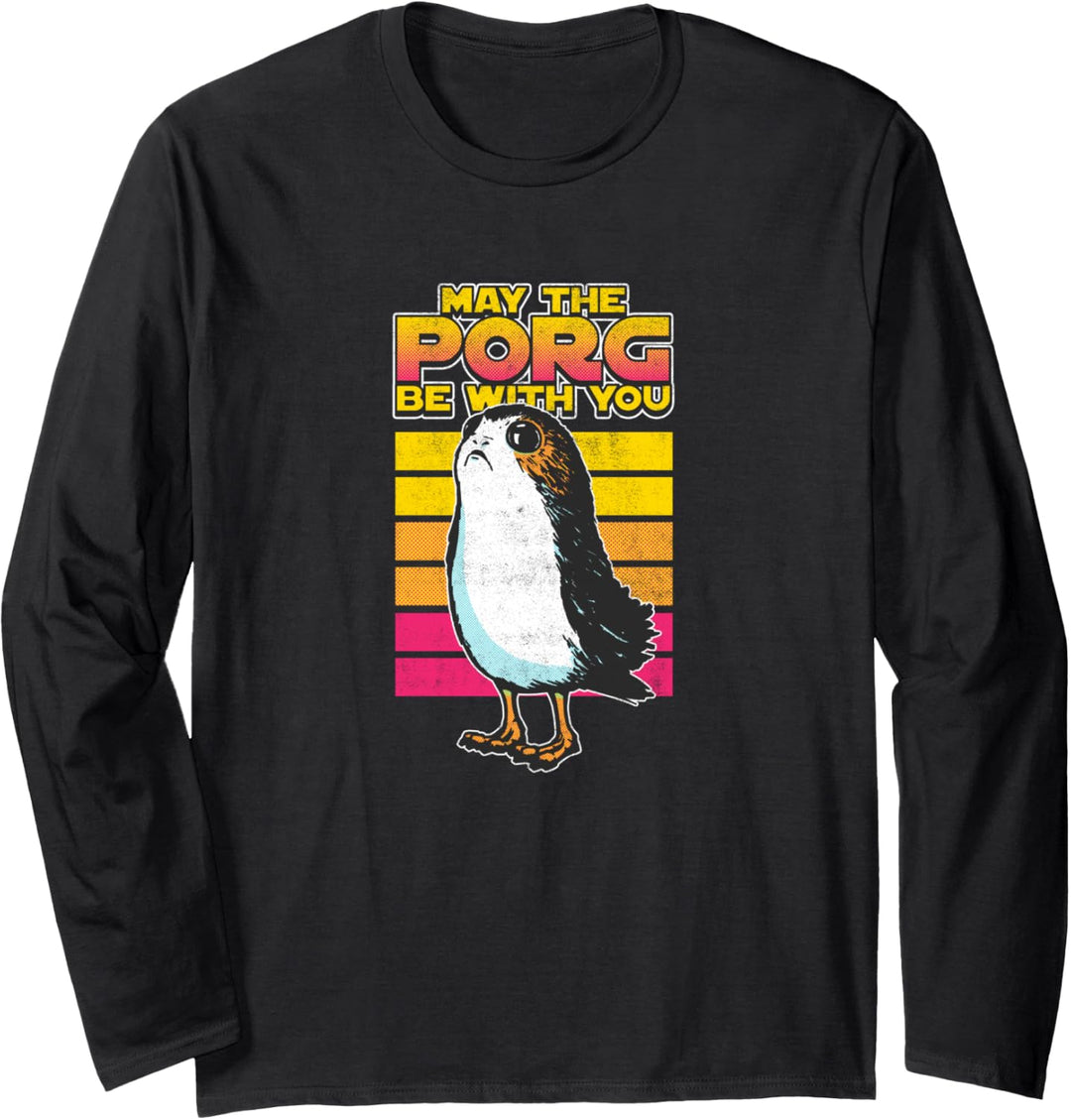 Star Wars Retro Porgs Halftones Poster Langarmshirt