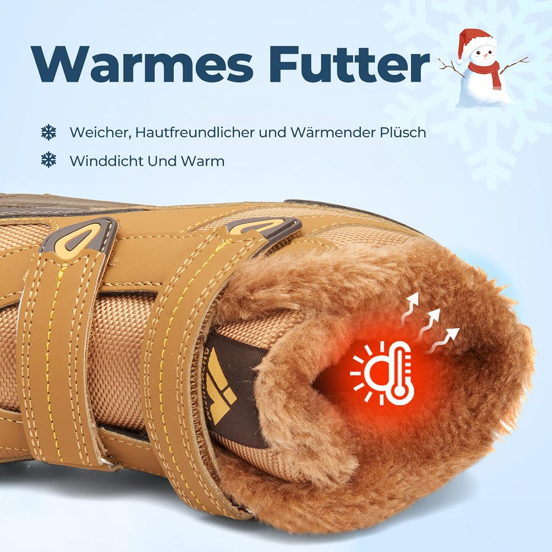 Mishansha Kinder Outdoor Winterschuhe Warm Gefüttert Winterstiefel, Gr.24-38 33 EU Tortilla Braun, 3