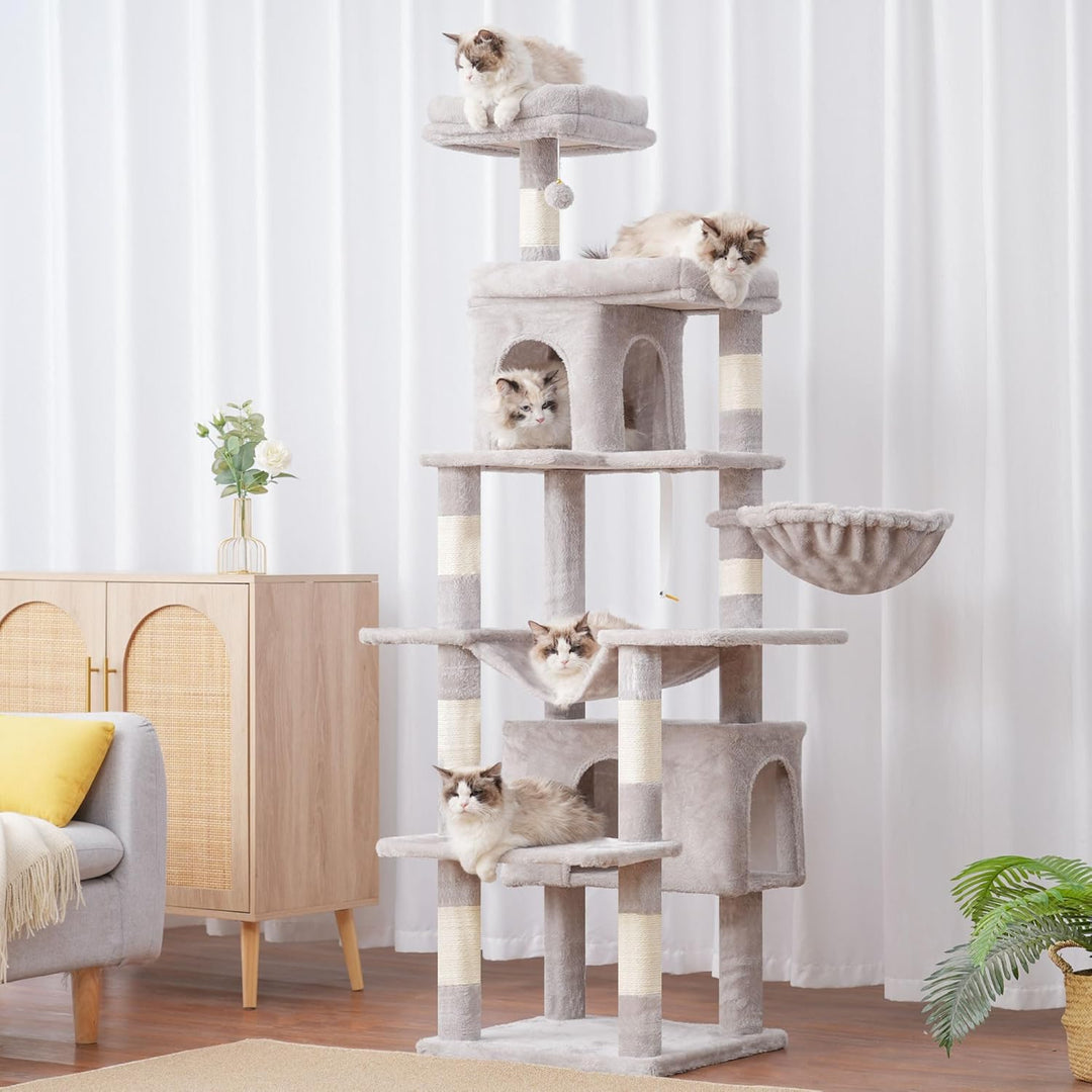 Heybly Kratzbaum, 178 cm Hoch, kratzsäule für Indoor Katzen, Mehrstöckiger Katzenkratzbaum mit 8 Kra