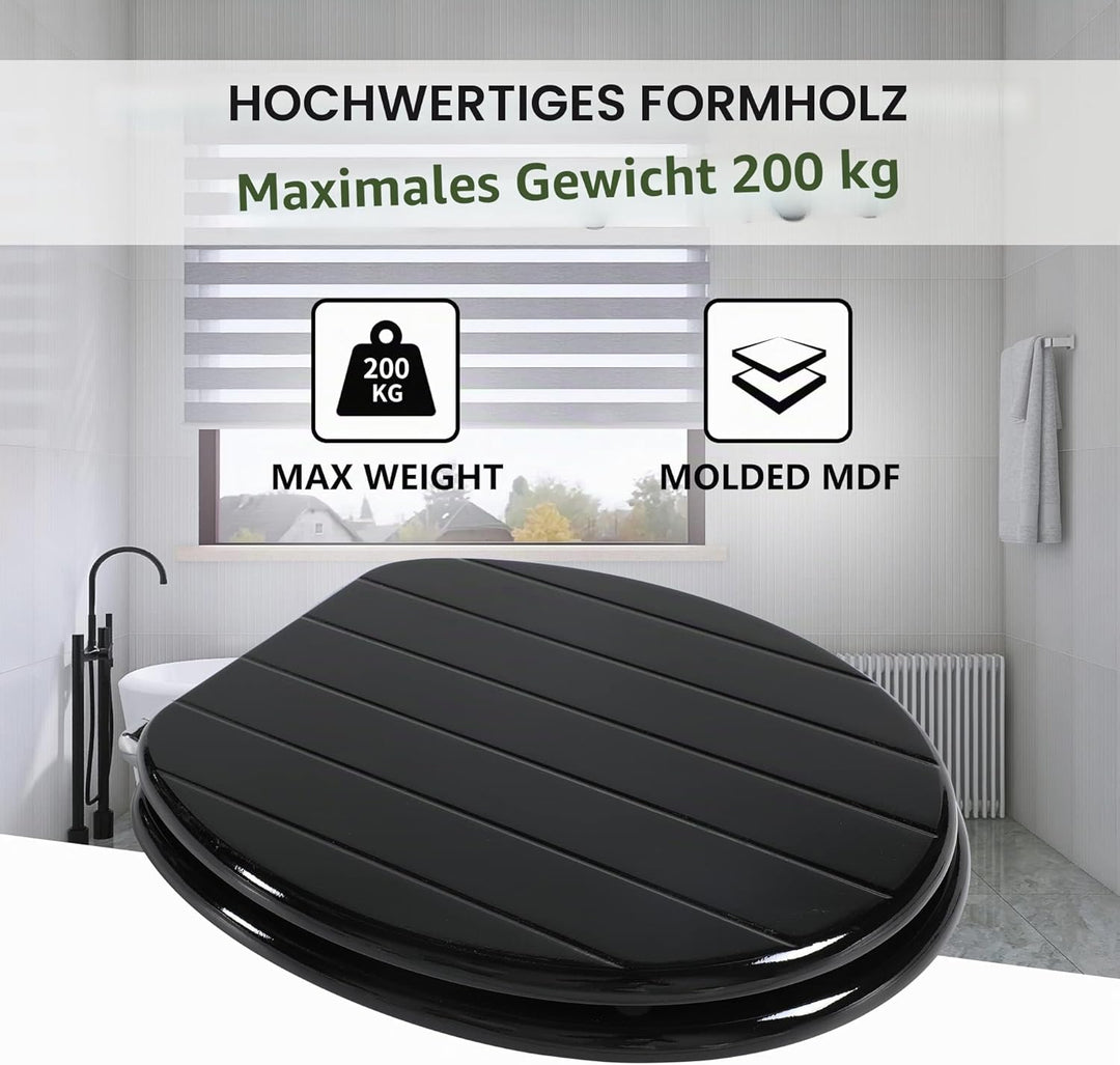 Angel Shield Weisser WC-Sitz aus Holz, antibakteriell, WC-Sitz passt nie verrutscht für Badezimmer m
