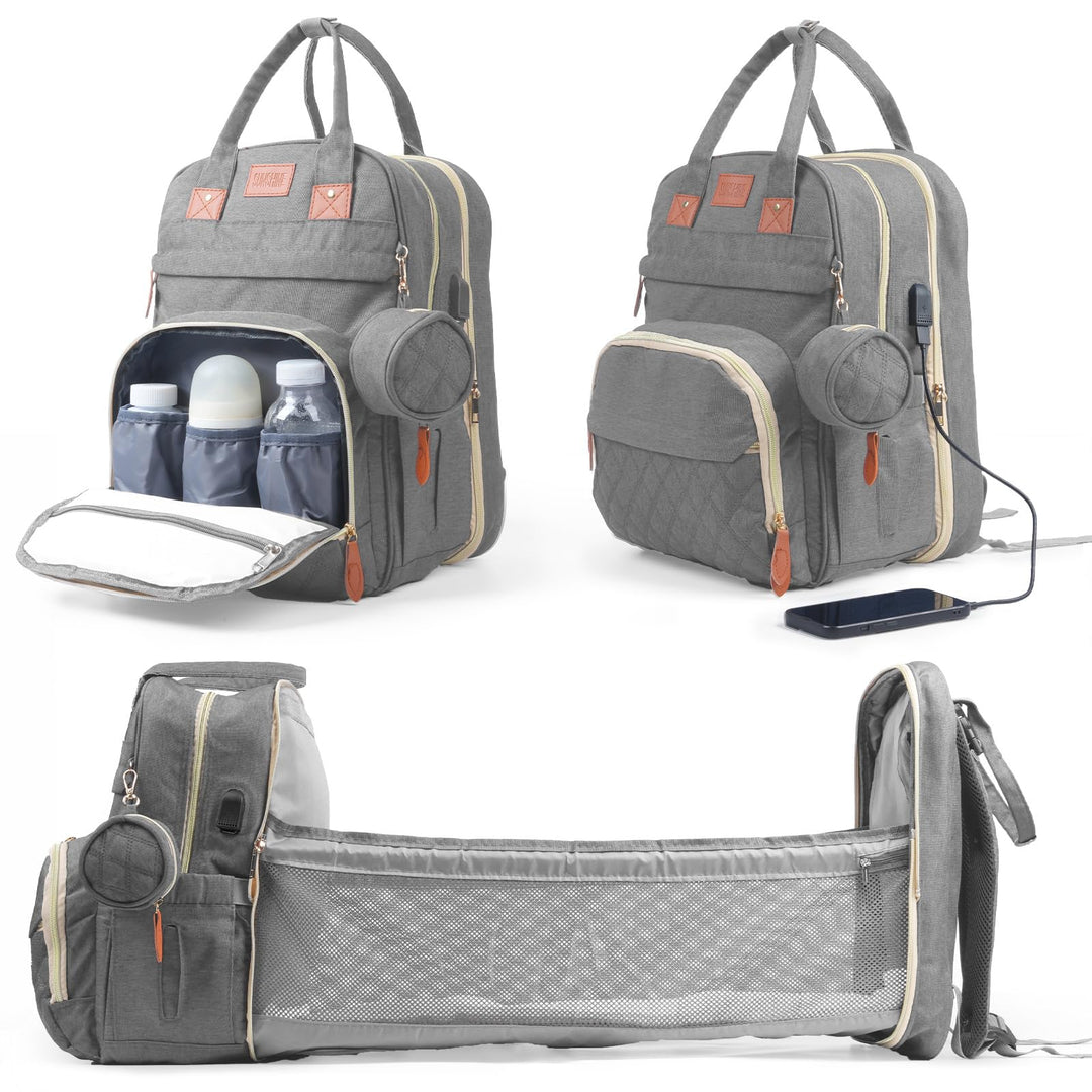 Wickeltasche Rucksack，Wickelrucksack Gross，Multifunktional Diaper Bag mit Mobiler Wickelauflage，Wass