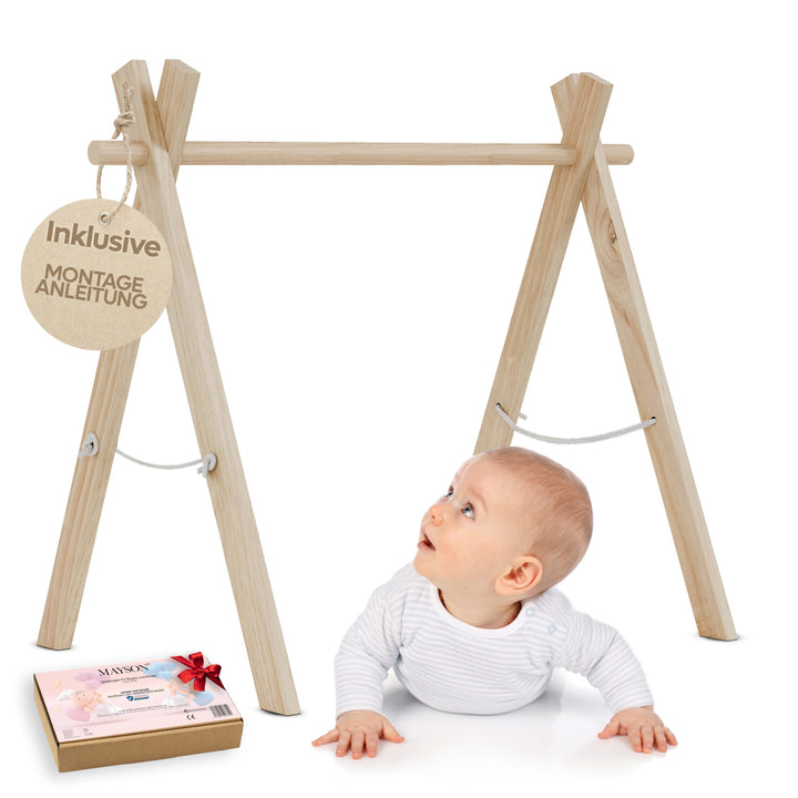 MAYSON® Spielbogen Baby aus Holz nach Montessori – Höhenverstellbarer & Schadstofffreier Spielbogen