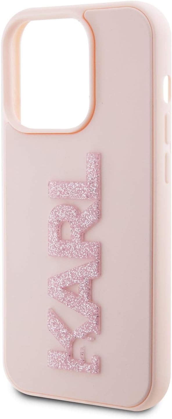 KARL LAGERFELD KLHCP15L3DMBKCP Hülle für iPhone 15 Pro 6.1" Rosa hardcase 3D Rubber Glitter Logo