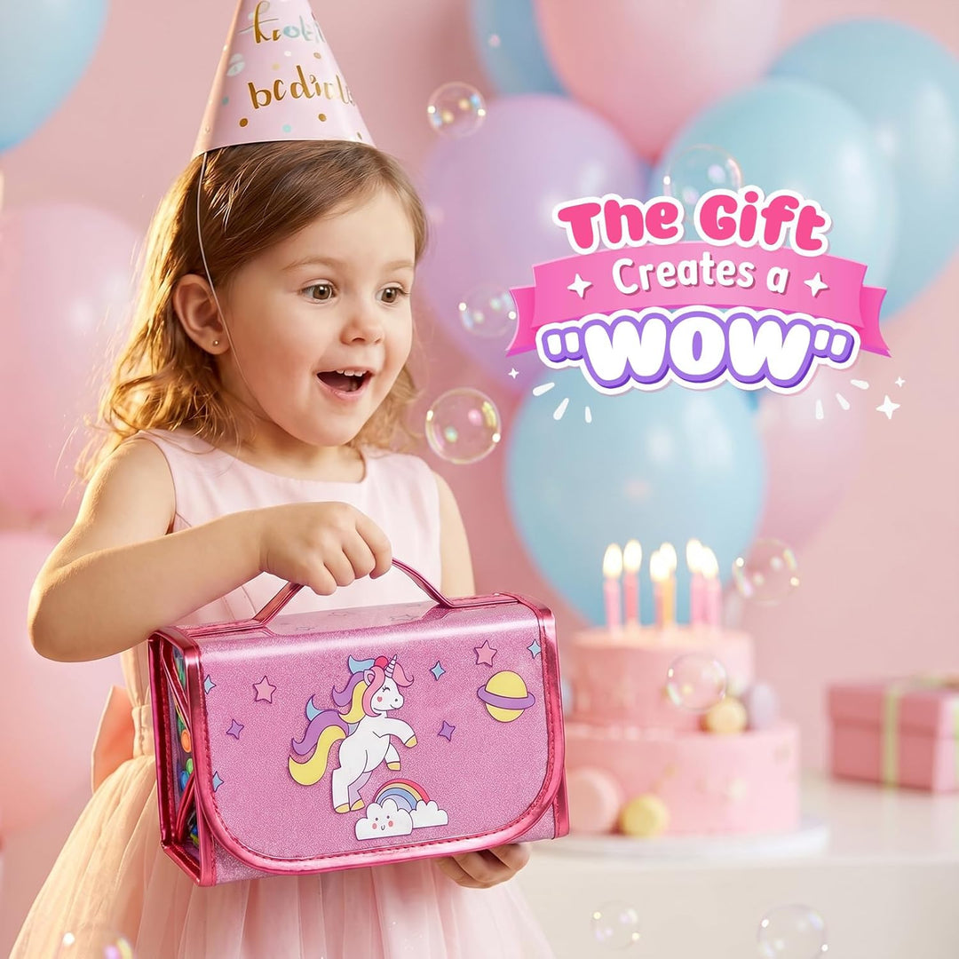 Hot Bee Einhorn Federmäppchen, Einhorn Geschenke für Mädchen 3-7 Jahre, Filzstifte Glitzerstifte, Ba