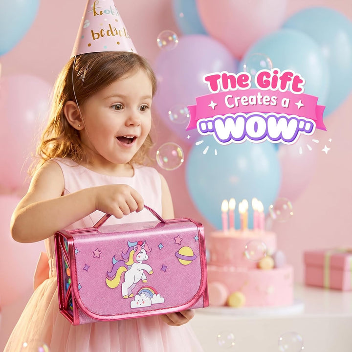 Hot Bee Einhorn Federmäppchen, Einhorn Geschenke für Mädchen 3-7 Jahre, Filzstifte Glitzerstifte, Ba
