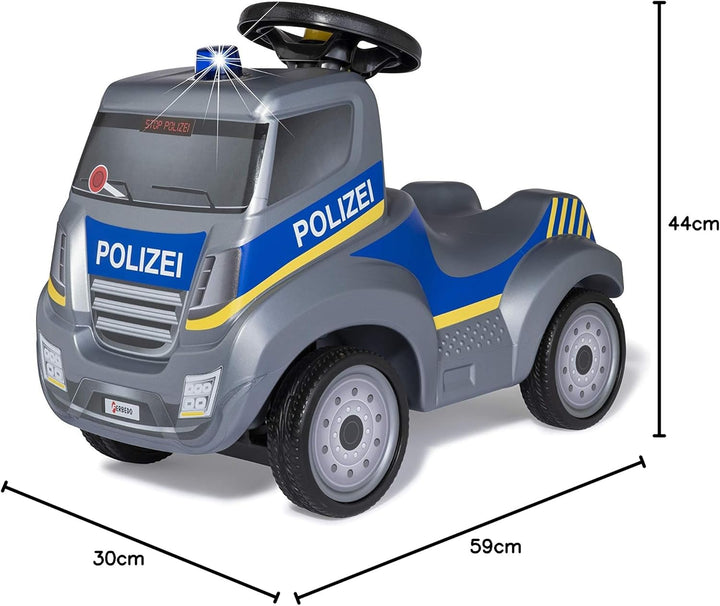 Polizei Rutscher (Babyrutscher mit Blaulicht + Sirene, Lenkrad mit Hupe, Polizei-Fahrzeug mit Kniemu