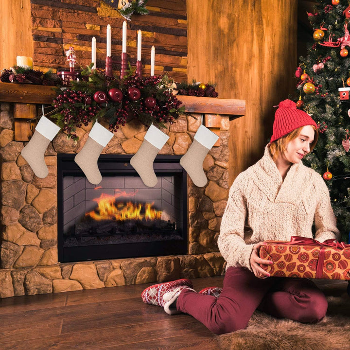 Sunshane Weihnachsstrumpf Sackleinen Kamin Weihnachtssocken zum Befüllen &amp; Aufhängen für Weihnachtsd