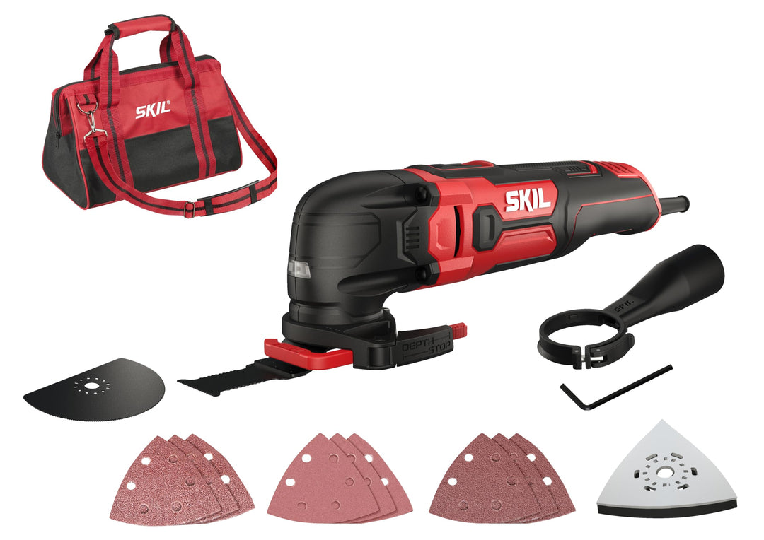 SKIL 1491DB Multifunktionswerkzeug (300 W, LED-Arbeitsleuchte, bis 60 mm Tiefenanschlag, Schleifen/S