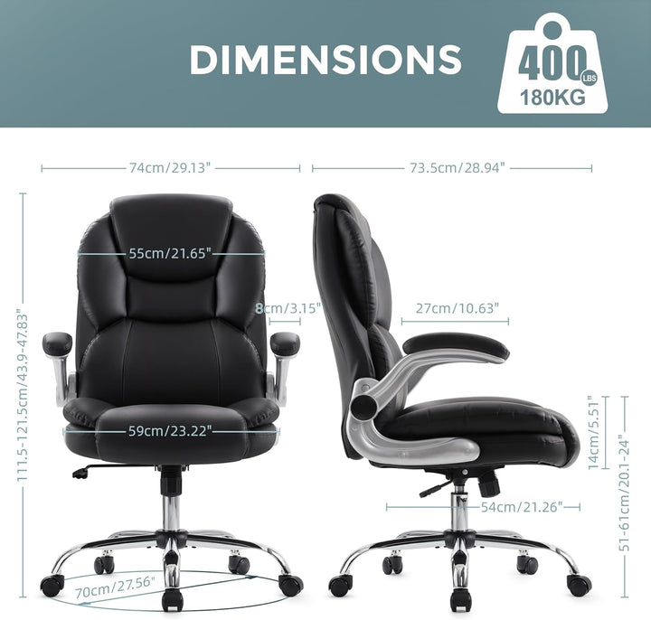 IWMH Bürostuhl Ergonomischer Schreibtischstuhl Chefsessel Drehstuhl mit hochklappbarer Armlehne, höh