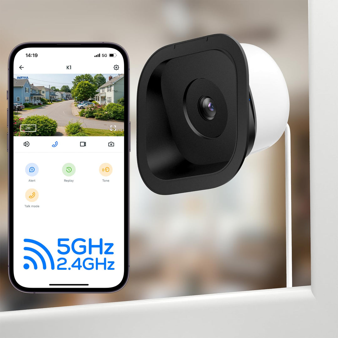 INFIYA Fensterkamera Innen, 2,4&5GHz WiFi Überwachungskamera Innen/Aussen, WLAN Window Camera Indoor