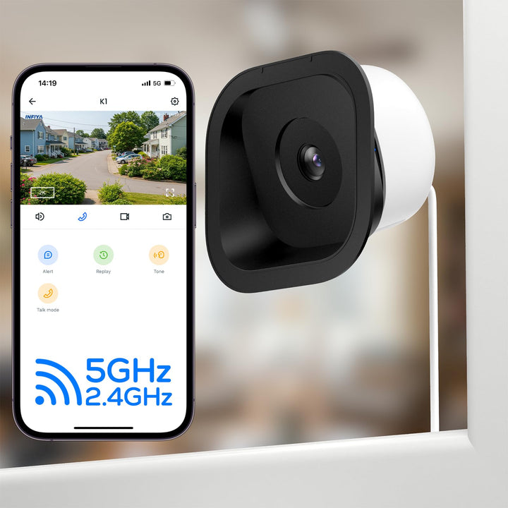 INFIYA Fensterkamera Innen, 2,4&5GHz WiFi Überwachungskamera Innen/Aussen, WLAN Window Camera Indoor