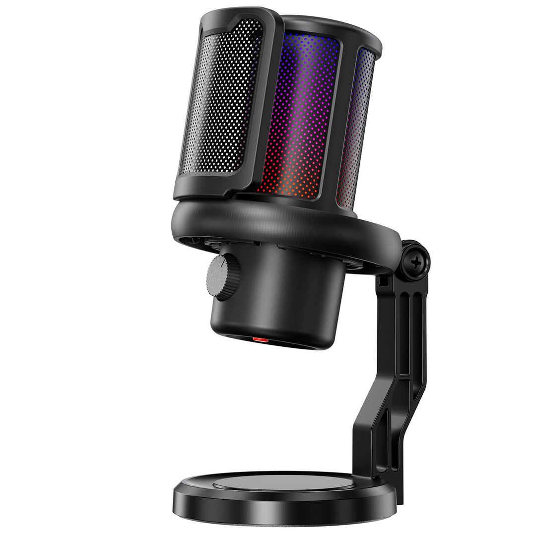 K KASONIC Gaming Mikrofon mit RGB-Beleuchtung, USB Kondensatormikrofon mit Pop-Filter für PC, Schnel
