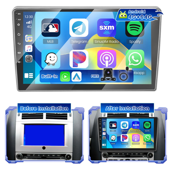 Hikity 4G+64G Android 15 Autoradio für Peugeot 407 2004-2008 9 Zoll | Wireless CarPlay, Android Auto