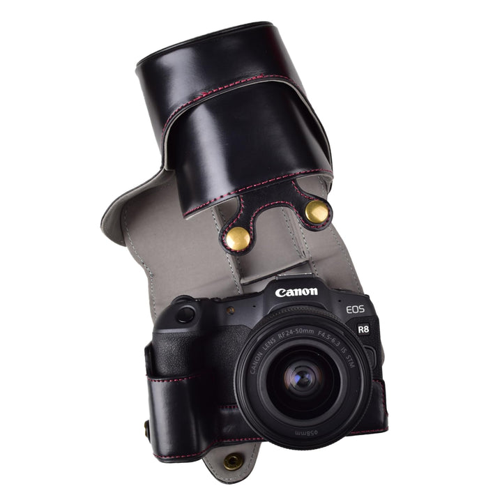 Rieibi EOS R8 Hülle, Vintage PU Leder Kameratasche für Canon EOSR8 Digitalkamera Schutzhülle Grip Ca