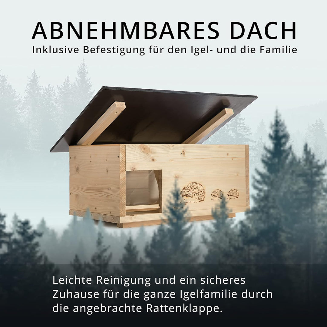 XXL Igelhaus 2 mal lasiert (IG1) Igelhotel Igelhütte Igelfutterhaus - Igelhaus mit Labyrintheingang