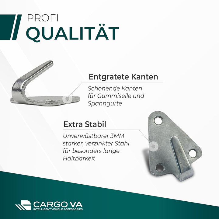 CargoVA - 20 Dreiloch Planenhaken - Besonders Rostbeständige Abspannhaken - Netzhaken, perfekt für d