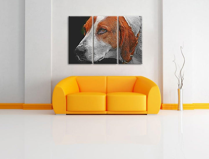 hübscher Hund im Seitenprofil NewArt 3-Teiler Leinwandbild 120x80 Bild auf Leinwand, XXL riesige Bil