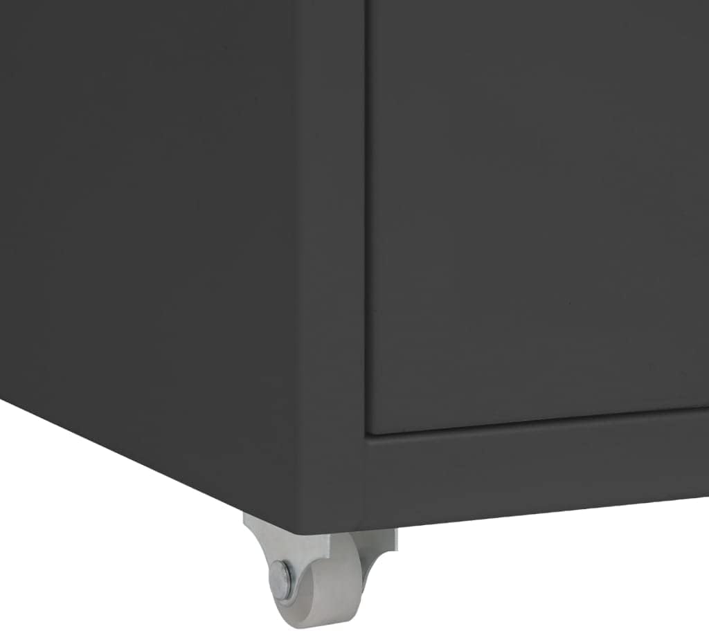 Myheimly Aktenschrank 5 Schubladenmit Rollen Anthrazit 28x41x69cm Aktenschrank mit Rollen Rollcontai