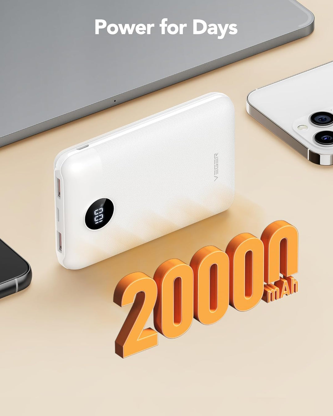 VEGER Powerbank 20000mAh, 22.5W Power Bank Klein Aber Stark Externer Handyakkus PD QC3.0 Schnelles A