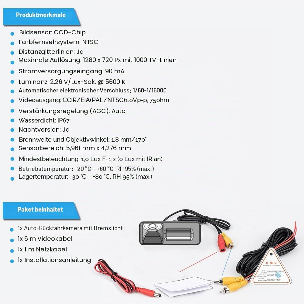 Auto Kofferraum Griff Rückfahrkamera Replacement for Mercedes Benz A C GL GLA GLC ML M V Vito Kasten