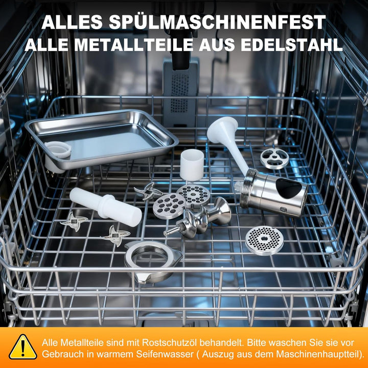 Anatole Fleischwolf Elektrisch Edelstahl Integral 1300W Profi Hackfleisch Maschine Multi Wurstmaschi