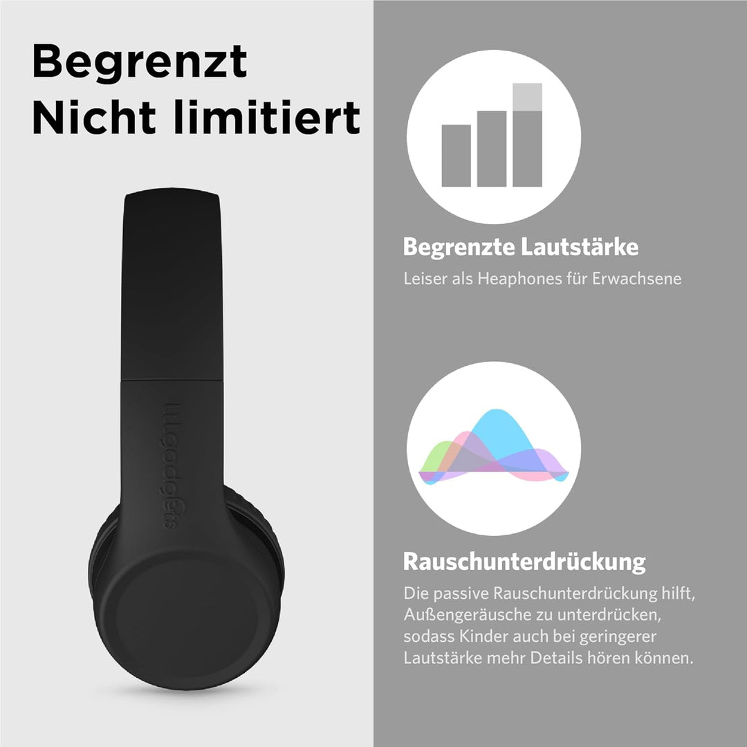 LilGadgets Connect+ Kinderkopfhörer mit Mikrofon, Lautstärkebegrenzung für sicheres Hören, Verstellb