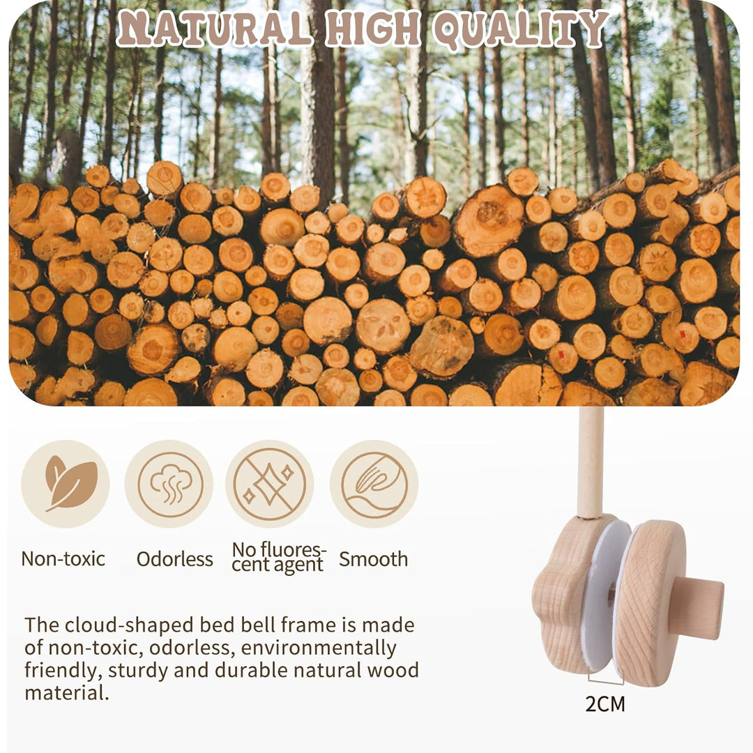 Mobile Halterung Holz für Babybett, Mobile Ständer Niedlicher Bärenform Design, 360°Drehbar Baby Mob