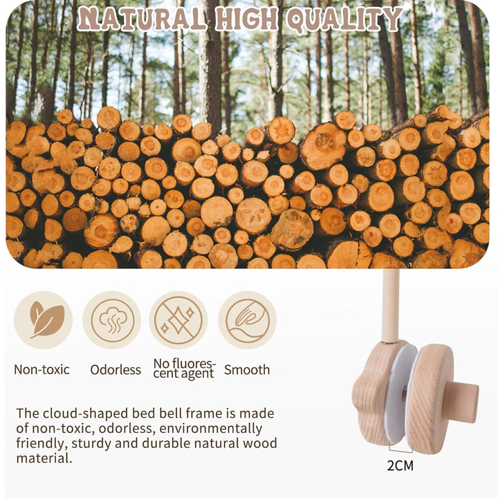 Mobile Halterung Holz für Babybett, Mobile Ständer Niedlicher Bärenform Design, 360°Drehbar Baby Mob