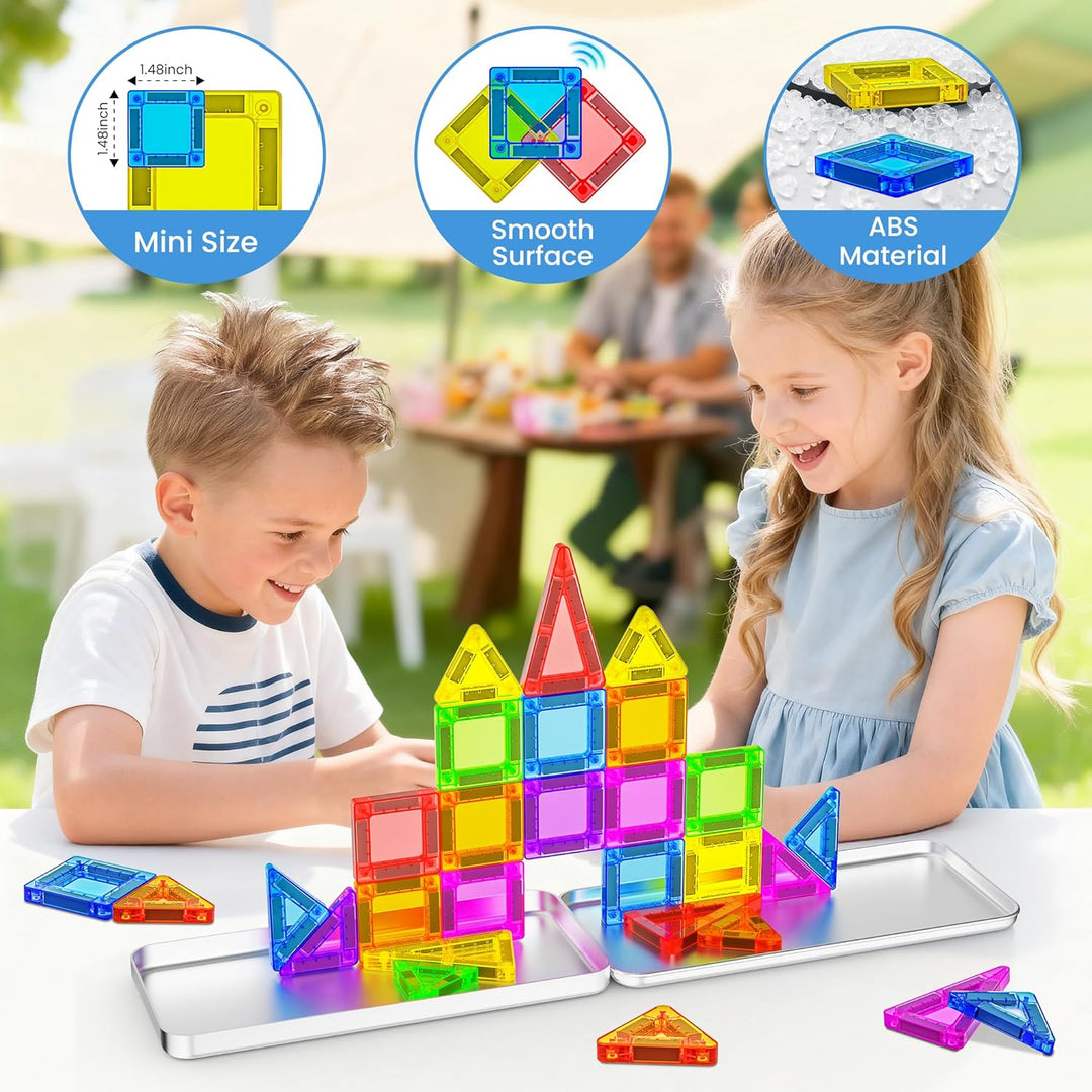 Magnetische Bausteine 41PCS Mini Magnetbausteine Reiseset Magnetspielzeug Mit Reisebox Montessori Re
