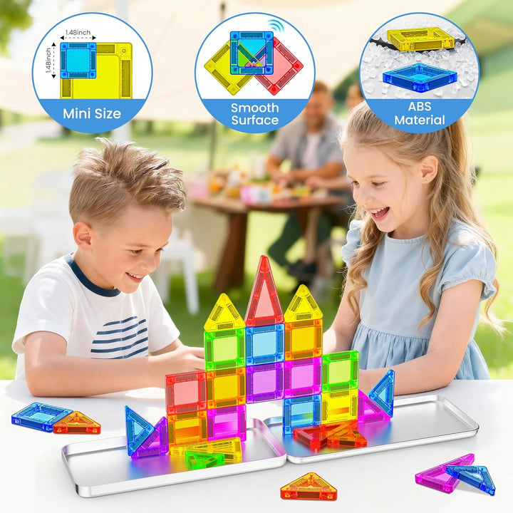 Magnetische Bausteine 41PCS Mini Magnetbausteine Reiseset Magnetspielzeug Mit Reisebox Montessori Re