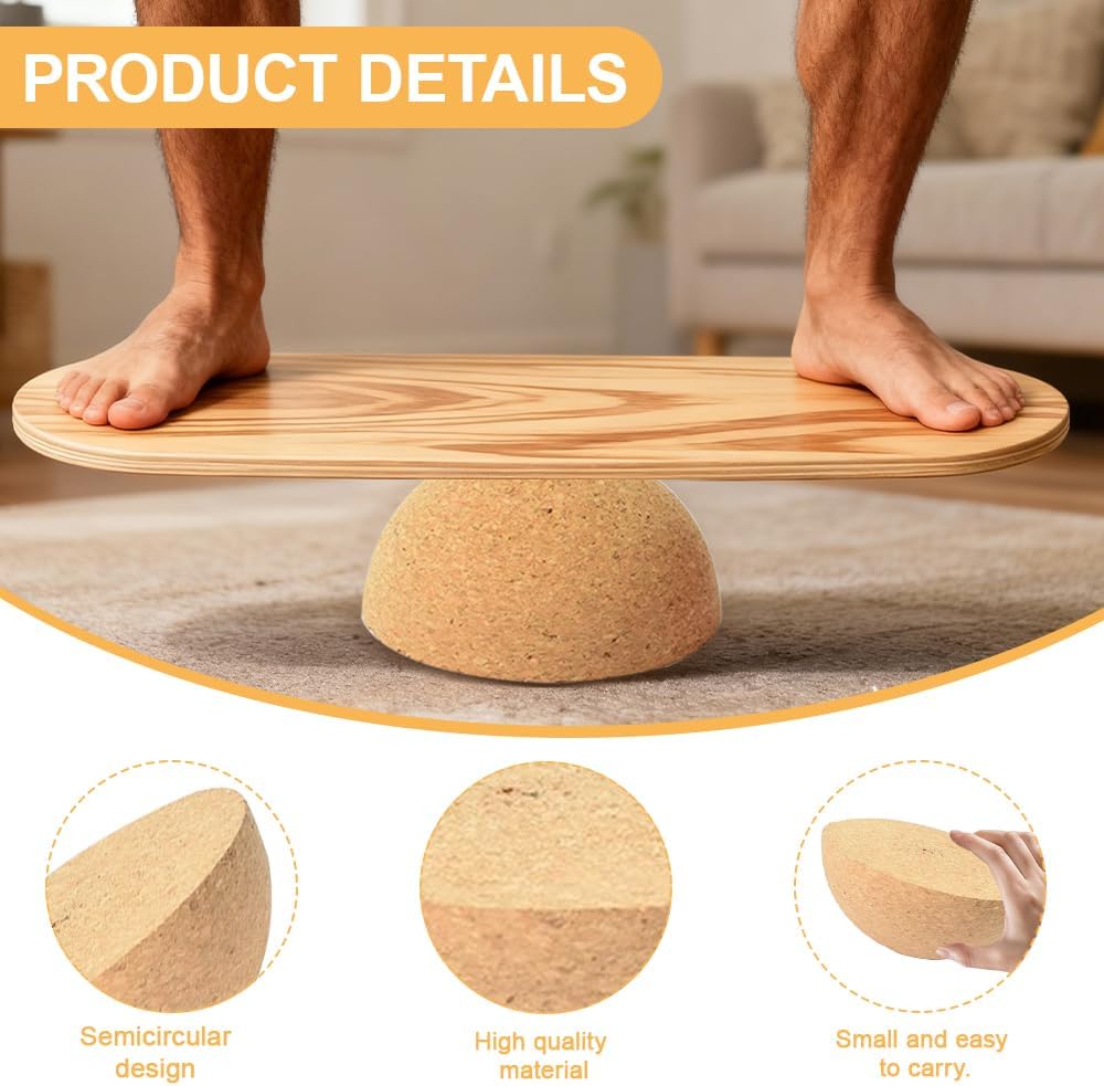 Balance Board Halbkugel, Ø 15 cm Kork Halbkugel, Höhe 7 cm, Korkhalbkugel aus Massivem Kork Naturkor