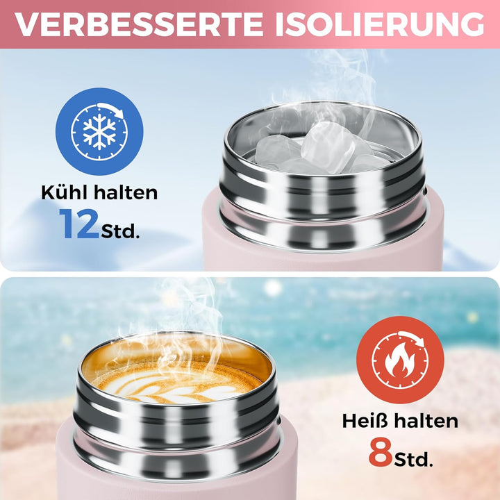 【Upgrade-Version】Exllena Mini Thermosflasche 250ml mit Edelstahl-Deckel, Trinkflasche Klein Doppelwa