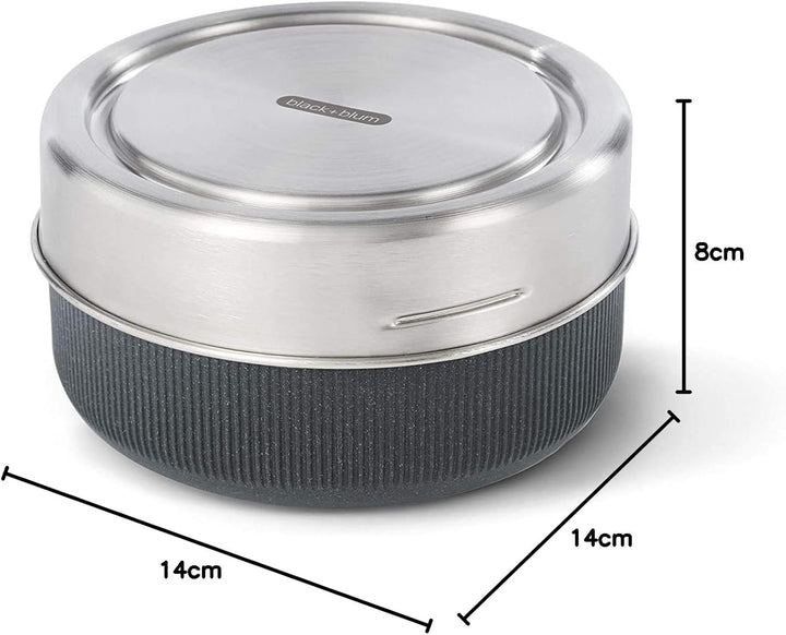 Black+Blum Lunchschale aus Glas | Schiefer | 750 ml | Borosilikatglas mit Schutzhülle aus nachhaltig