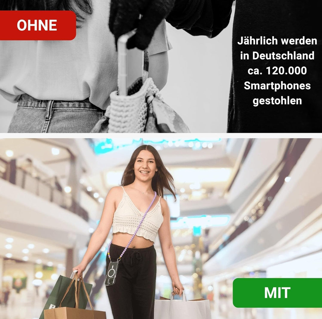 beadstars Perlen Handykette Universal zum Umhängen inkl. Patch und Geschenkbox, handgefertigt in Deu