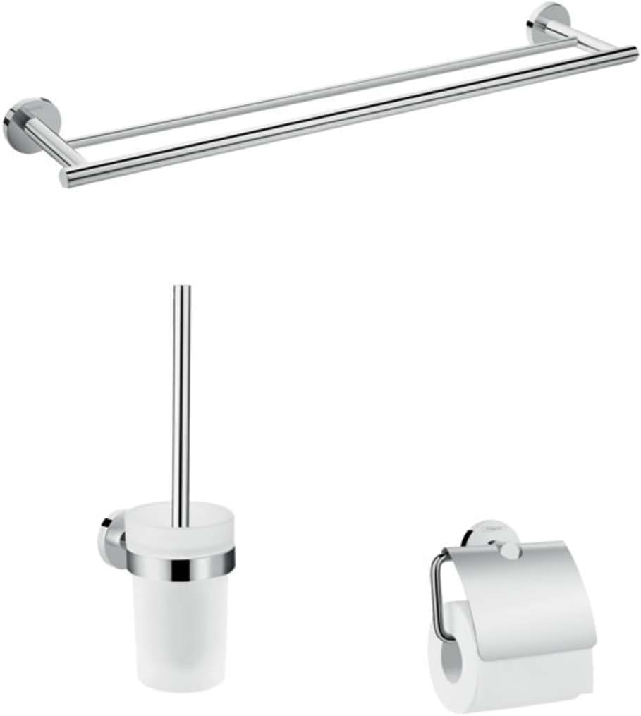 hansgrohe Logis Universal Handtuch-/ Toilettenpapierhalter Bad-Accessoire (Set 3-teilig, Toilettenbü