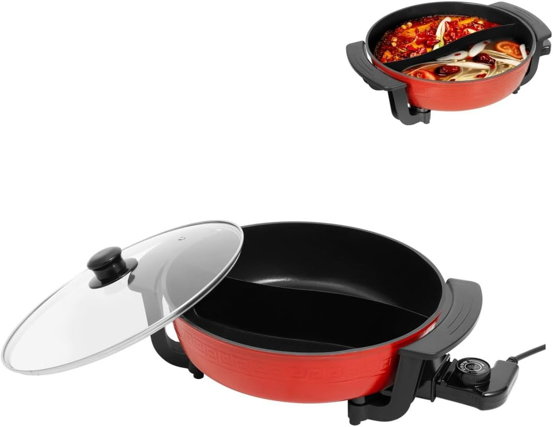 Chynalys 6L Twin Hot Pot elektrisch Shabu Induktion Dutch Oven Suppentopf Kochgeschirr Twin Hotpot w