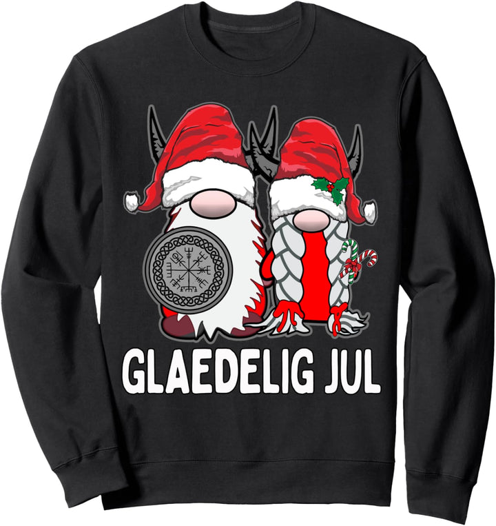 Niedlicher nordischer Wichtel Wikinger Tomte Paar Glaedelig Jul Danish Sweatshirt