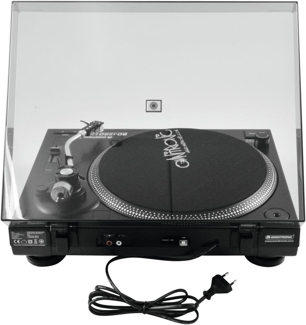 Omnitronic BD-1390 USB-Plattenspieler schwarz | Riemengetriebener DJ-Plattenspieler mit USB-Schnitts