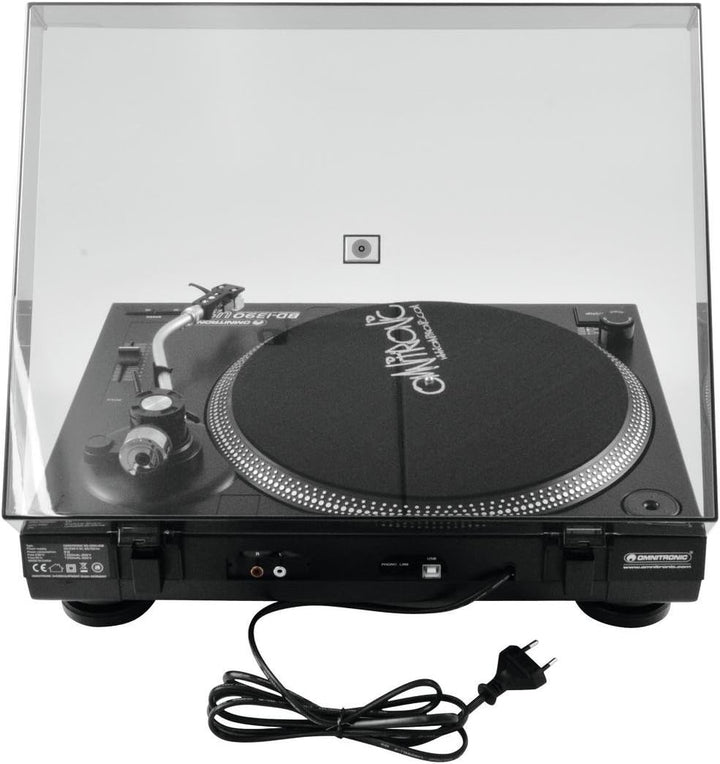 Omnitronic BD-1390 USB-Plattenspieler schwarz | Riemengetriebener DJ-Plattenspieler mit USB-Schnitts